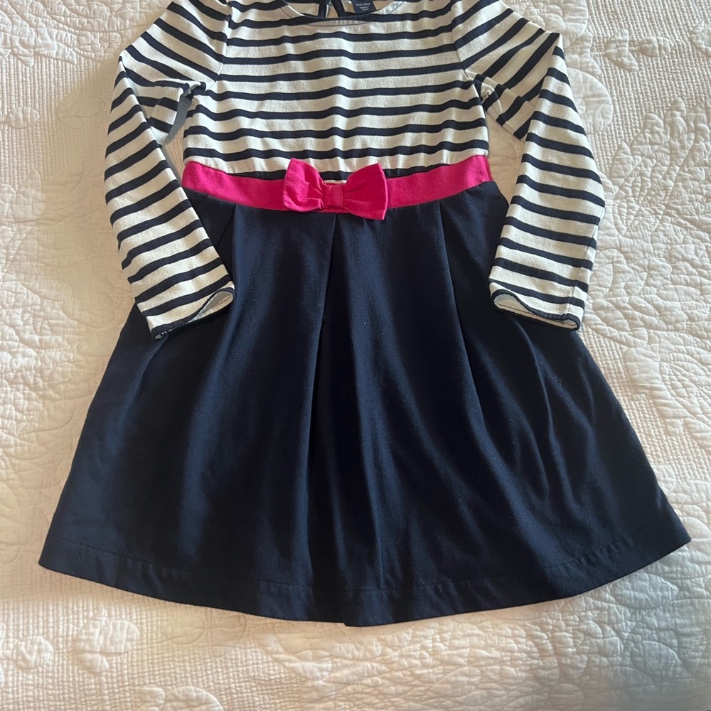 Baby Gap Striped Navy and Pink Bow Kids Dress